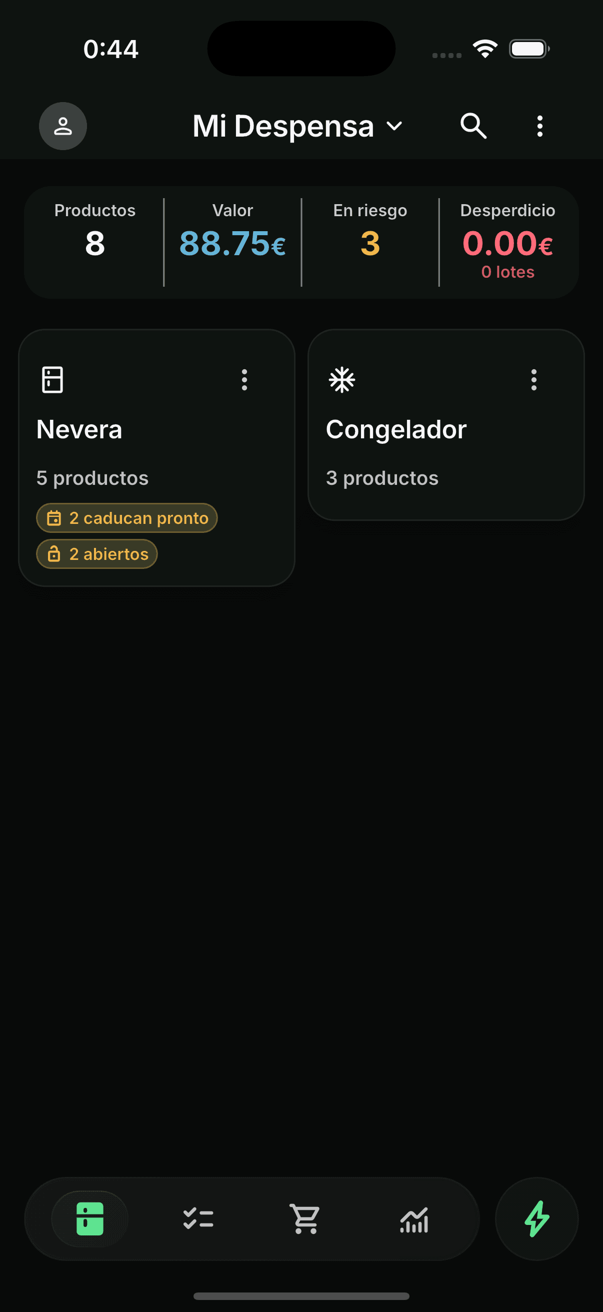 Pantalla Mi Despensa de NookFlow